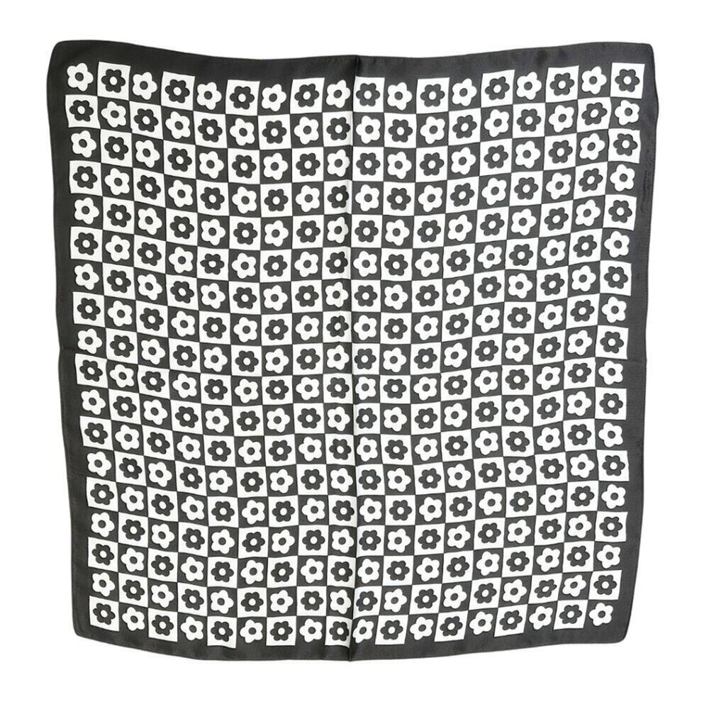 2/$30 NEW Groovy Retro Flower Power Black White Geometric Print Fashion Scarf - Picture 4 of 9